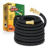 Flexi Hose frente empaquetado mostrando manguera expandible y ventaja de portabilidad
