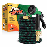 Flexi Hose frontal mostrando manguera compacta y color negro y verde