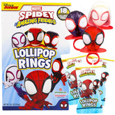 Flix Candy paletas anillo frente mostrando diseño Spidey para fiestas