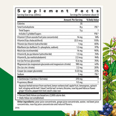 Floradix etiqueta con lista de ingredientes y declaraciones de pureza