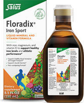 Floradix botella frontal mostrando la presentación y beneficios veganos