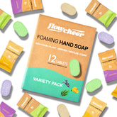 flowcheer embalaje frontal del pack 12 que muestra variedad de fragancias y ahorro