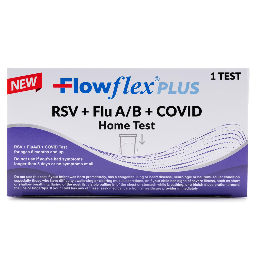 Flowflex Plus frente del empaque mostrando facilidad de uso y rápida detección