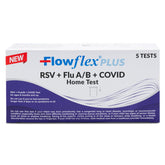 Flowflex Plus empaque frontal que muestra contenido y ventajas rápidas