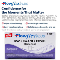 Flowflex Plus hisopo y reactivo en detalle para toma nasal segura y precisa