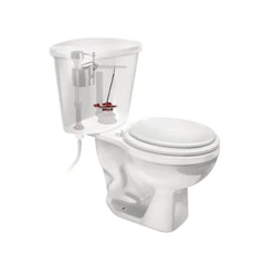 Fluidmaster flapper instalado en tanque de baño demostrando fácil reposición