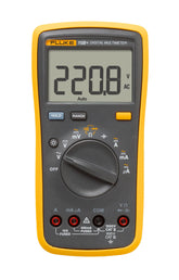 Fluke 15B+ vista frontal con pantalla y botones, herramienta fiable