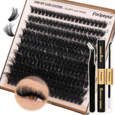 Focipeysa kit frontal con 200 clusters, pegamento y pinza mostrando contenido completo