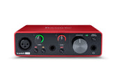 Focusrite Scarlett Solo vista frontal con controles claros y fácil manejo