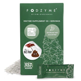 FODZYME front packet showing branding and single-serve convenience benefit