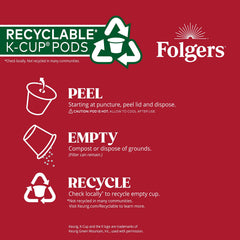 Folgers cápsulas en bandeja listas para máquina Keurig, conveniencia para preparar rápido