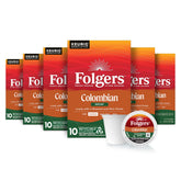 Folgers mostrando la caja frontal del pack de 60 cápsulas, conveniencia inmediata