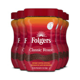 Folgers frasco frontal mostrando marca y diseño, conveniencia inmediata