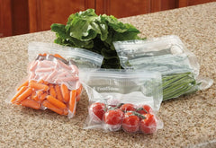 FoodSaver corte de material multi capas que ilustra barrera contra aire y humedad