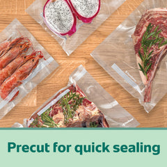 FoodSaver bolsas en uso con selladora, sellado hermético y ahorro