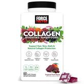 Force Factor presentación frontal mostrando caja y masticables beneficios prácticos