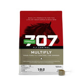 Formula 707 bolsa frontal mostrando marca y beneficio de control de moscas