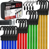 FORTEM front packaging of 32-piece bungee kit showing contents and organization benefit