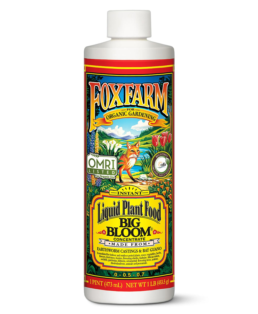 FoxFarm Big Bloom frente del envase mostrando etiqueta y tamaño útil