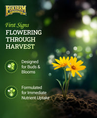FoxFarm Tiger Bloom detalle de rótulo con información de nutrientes útil