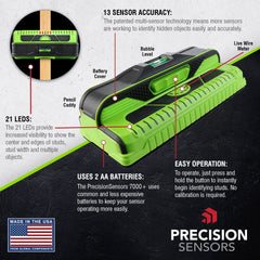 Franklin Sensors ProSensor M210 en uso detectando montante antes de perforar, mejora la seguridad