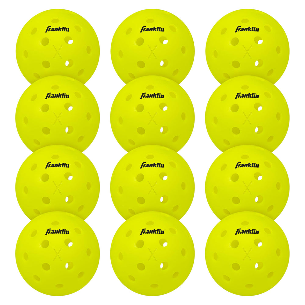 Franklin X-40 pack frontal mostrando 12 pelotas y alta visibilidad
