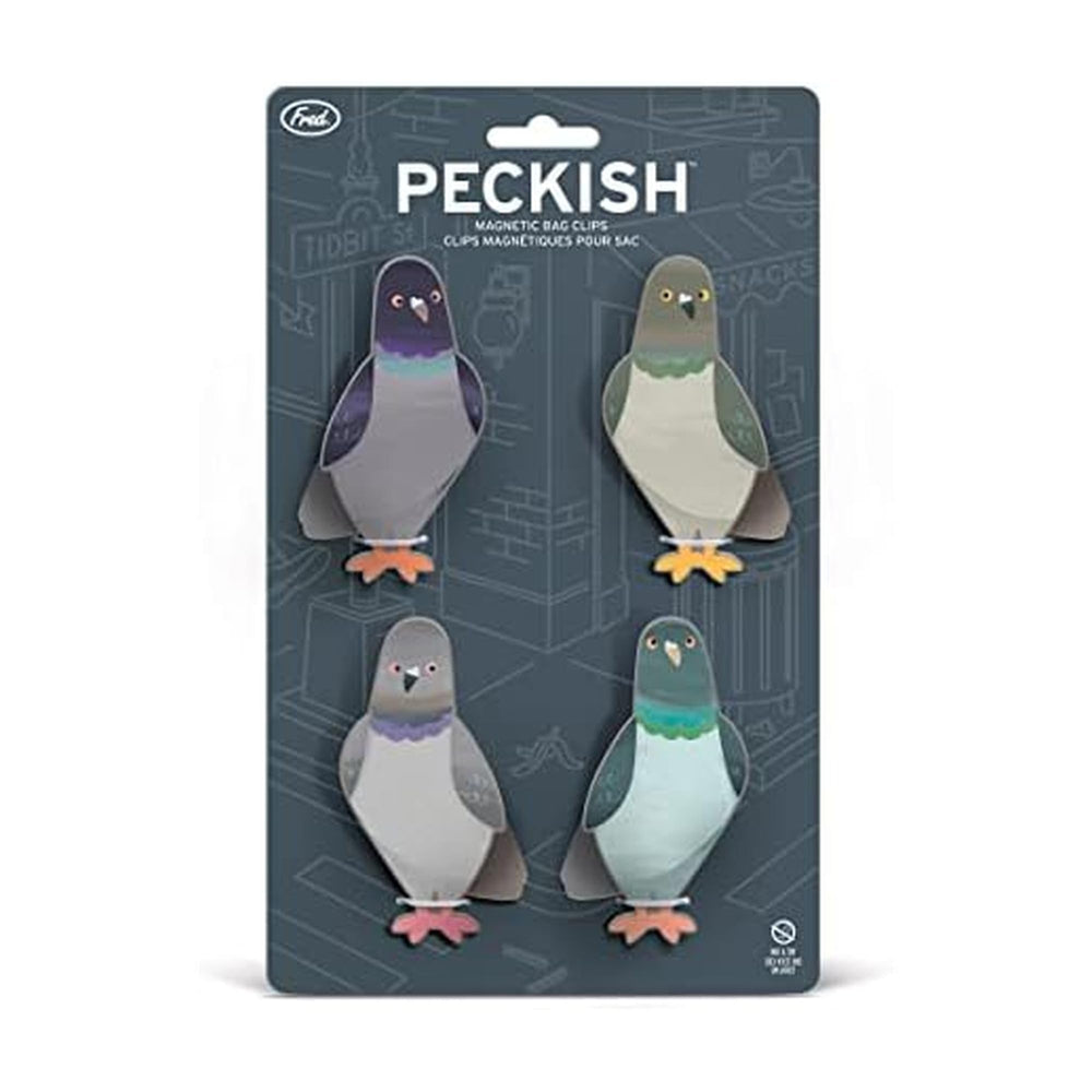 Fred & Friends clip Peckish frontal mostrando forma de paloma y color divertido para cocina