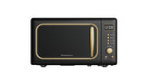 Frigidaire microondas frontal EMW788 negro con puerta cerrada y aspecto retro, favorece estética