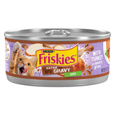 Friskies front can pack showing turkey flavor and appealing label, entices cats to eat