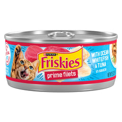 Friskies lata frontal mostrando la marca y atractivo visual del envase