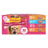 Friskies prime filets pack frontal mostrando variedad, conveniencia para stock