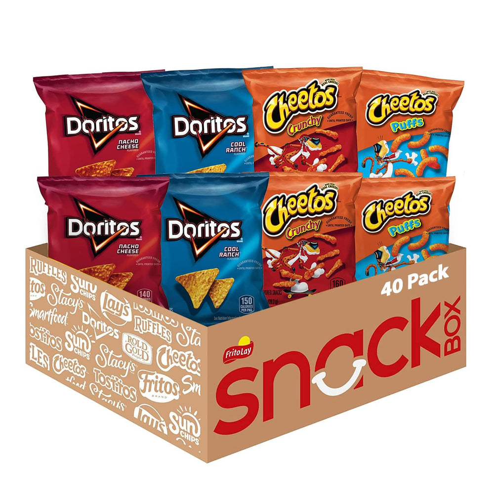 Frito-Lay mostrando empaque frontal y variedad en una caja