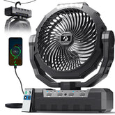 FRIZCOL vista frontal del ventilador portátil con carcasa negra y base estable