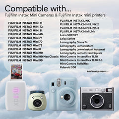 Fujifilm hojas de película colocadas dentro de una cámara Instax Mini, carga fácil y segura