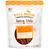 Full Moon empaque frontal de tiras de pollo mostrando calidad humana