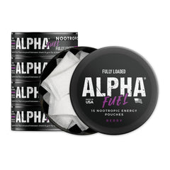 Fully Loaded lata frontal Berry Fuel mostrando diseño y conveniencia