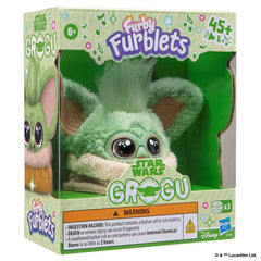 Furby Grogu frontal empaquetado mostrando la marca Furby y atractivo coleccionable