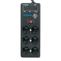 Furman SS-6B-PRO vista frontal con seis tomas, protección clara para equipos