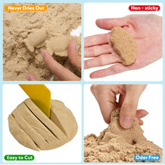 Manos de niño moldeando con FURWEY Play Sand mostrando creatividad y coordinación