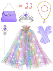 Fuzmo capa y vestido morado mostrando diseño y ajuste cómodo