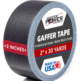 Gaffer Power rollo frontal mostrando ancho profesional y acabado mate