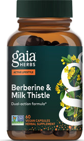 Gaia Herbs empaque frontal mostrando la botella y sello de calidad