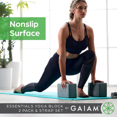 Gaiam bloques en uso en postura para mejor alineación