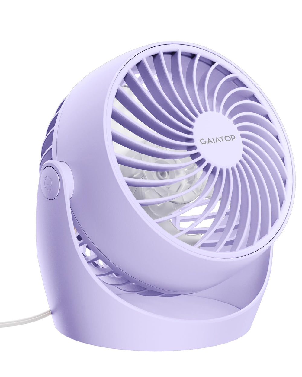 Gaiatop ventilador frontal en mesa mostrando diseño compacto y potencia