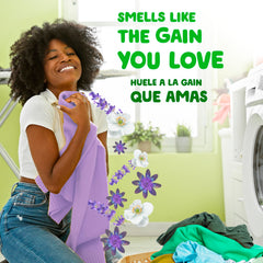 Gain detergente lavanda uso en tambor demostrando aplicación fácil