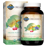 Garden of Life frasco frontal del suplemento de calcio vegetal mostrando el envase y beneficios