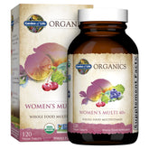 Garden of Life frasco frontal mostrando etiqueta orgánica y beneficios