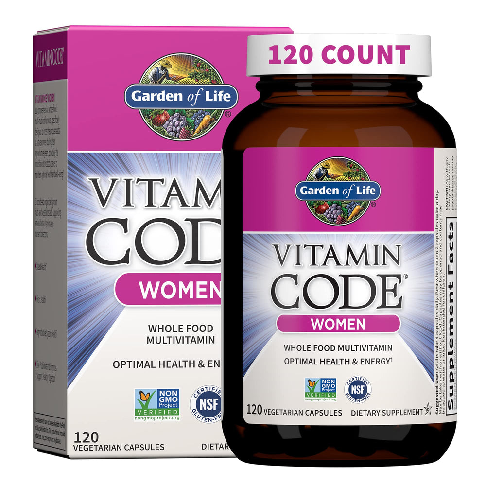 Garden of Life frontal del envase mostrando beneficio multivitamínico completo