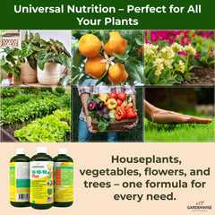 GARDENWISE etiqueta informativa con instrucciones y beneficios para aplicación segura