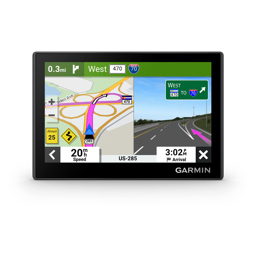 Garmin vista frontal del dispositivo con pantalla clara y diseño moderno